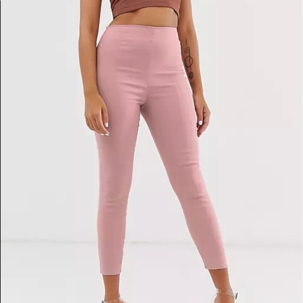 ASOS Petite high waist pants, skinny fit in blush